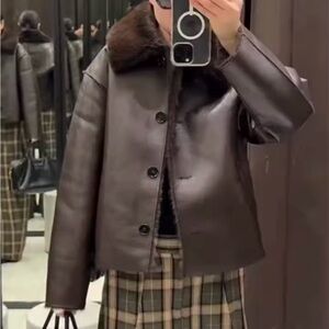 Women Reversible Faux Leather Jacket